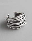 925 Sterling Silver Adjustable Layered Ring