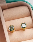 Moss Agate Rounded Stud Earrings