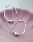 Silver Beads Hoop Earrings