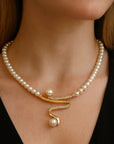 Natural Pearl Necklace + Earrings Set