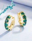 Nut Earrings with Green Zirconia in Gold