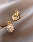 Tropical Pineapple and Pearl Encrusted Earrings