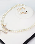 Natural Pearl Necklace + Earrings Set