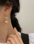 Pearl Loop Earrings in Gold