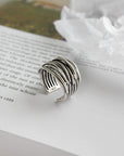 925 Sterling Silver Adjustable Layered Ring
