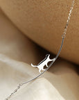 Climbing Cat Necklace in Silver