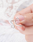 Pink Kitten Ring in 925 Sterling Silver and Agate