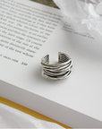 925 Sterling Silver Adjustable Layered Ring