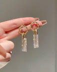 Luxurious Zirconia Earrings in Sterling Silver and Rhinestone Encrusted Baths