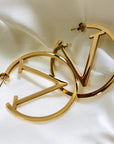 Punk V Earrings in Gold