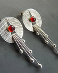 Hollow Red Stone Hanging Earrings