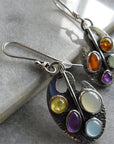 Multicoloured Stone Pendant Earrings