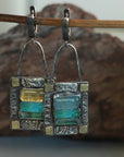 Blue Green Crystal Earrings