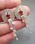 Hollow Red Stone Hanging Earrings
