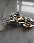 Multicoloured Stone Pendant Earrings