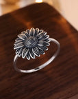 Silvered Sunflower Ring