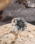 Silvered Sunflower Ring
