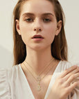 Pave letter initial necklace set | Gold