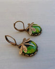 Spherical Dragonfly Earrings in Antique Gold