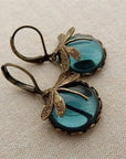 Spherical Dragonfly Earrings in Antique Gold