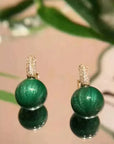 Green Pearl Earrings in Gold