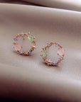 Crystal Floral Earrings in Rose Gold