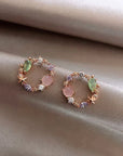 Crystal Floral Earrings in Rose Gold