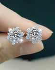 Flower Crystal Silver Earrings