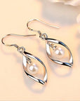 Pearl Hoop Dangle Earrings