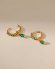 Green Zirconia Earrings in Gold