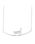 Climbing Cat Necklace in Silver
