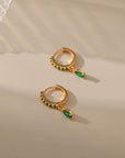 Green Zirconia Earrings in Gold