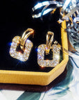 Gold Square Crystal Earrings