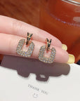 Gold Square Crystal Earrings
