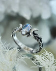 Double Crescent Moon Gemstone Ring
