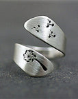 Adjustable Hand Carved Dandelion Ring