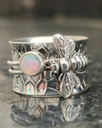 Bee Gemstone Meditation Spinner Ring