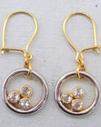 Vintage Gold & Silver Triple Zirconia Earrings