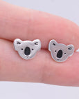 Koala Bear Stud Earrings in Sterling Silver