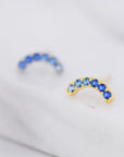 Sapphire Blue Arch Stud Earrings