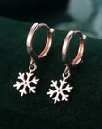 Snowflake Huggie Hoop Earrings