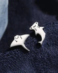 Mismatched Kawaii Hammerhead Shark and Manta Ray Stud Earrings
