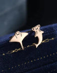 Mismatched Kawaii Hammerhead Shark and Manta Ray Stud Earrings