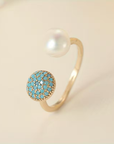 Cluster & Pearl Open Ring
