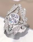 Silver Leaf Halo Ring