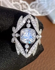 Silver Leaf Halo Ring