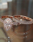 Rose Teardrop Halo Ring