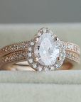Rose Teardrop Halo Ring