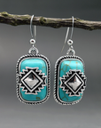 Ethnic Silver Plated Turquoise Stone Earrings
