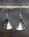 Vintage Stone Earrings in Silver